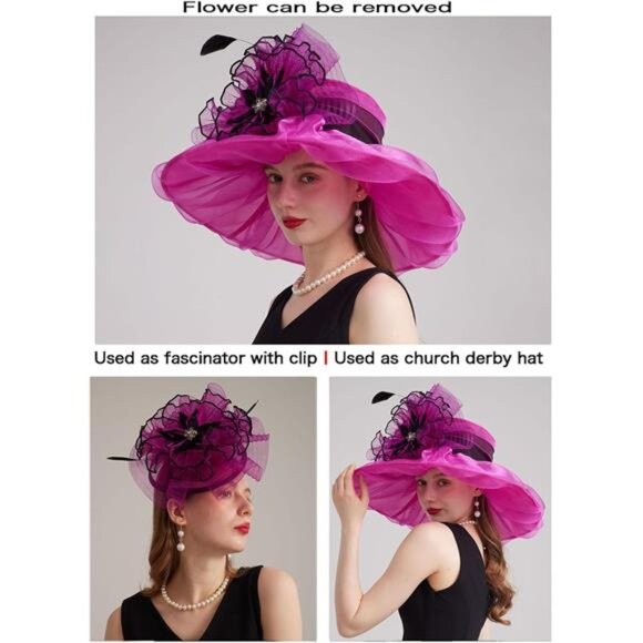 Women's Kentucky Derby Church Dress Hat Stylef-rose - Picture 2 of 7